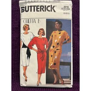 Butterick Sewing Pattern 3219 knit dress straight skirt 1980s size 6 8